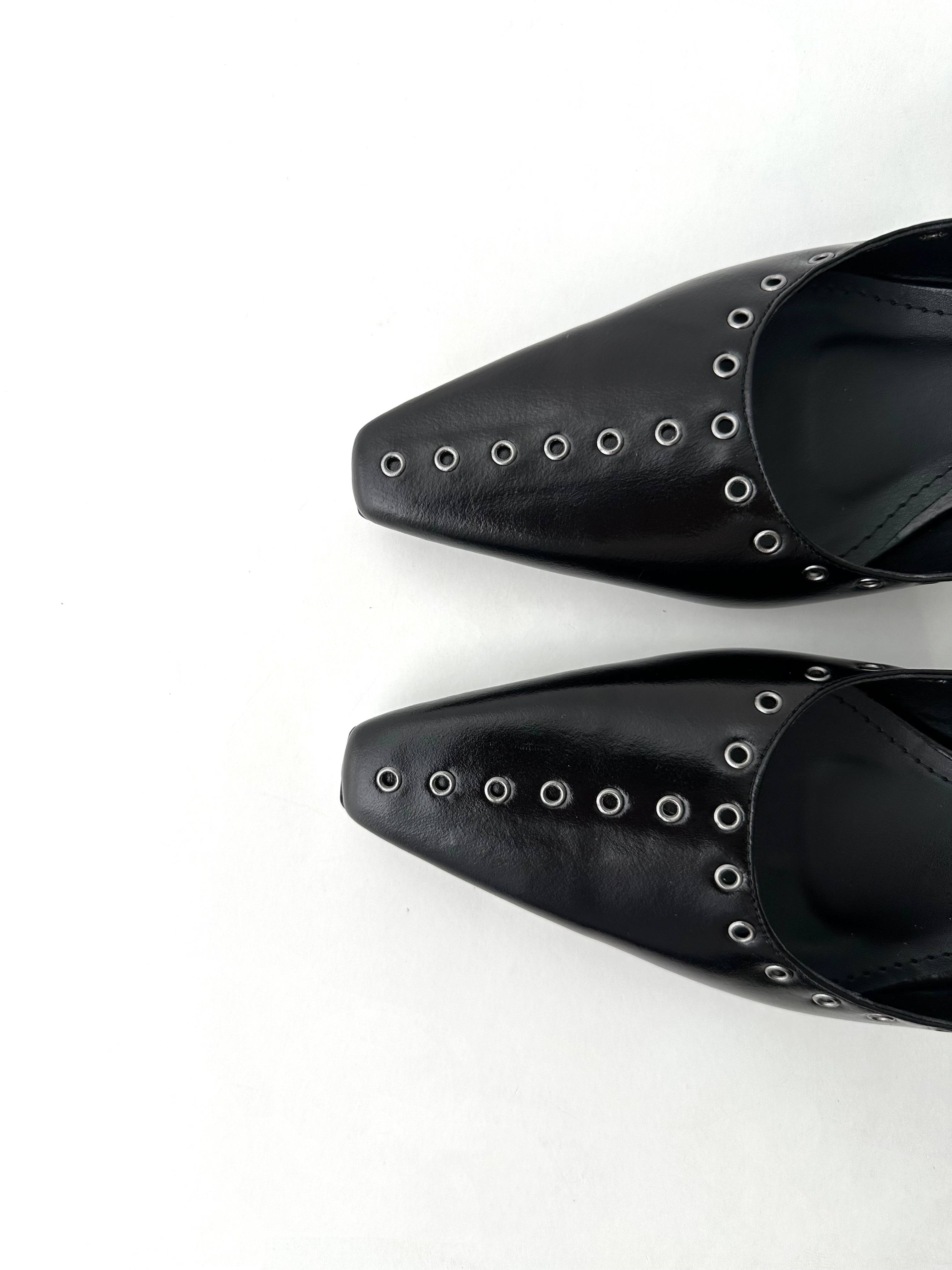 SLINGBACK NARA COURO PRETO