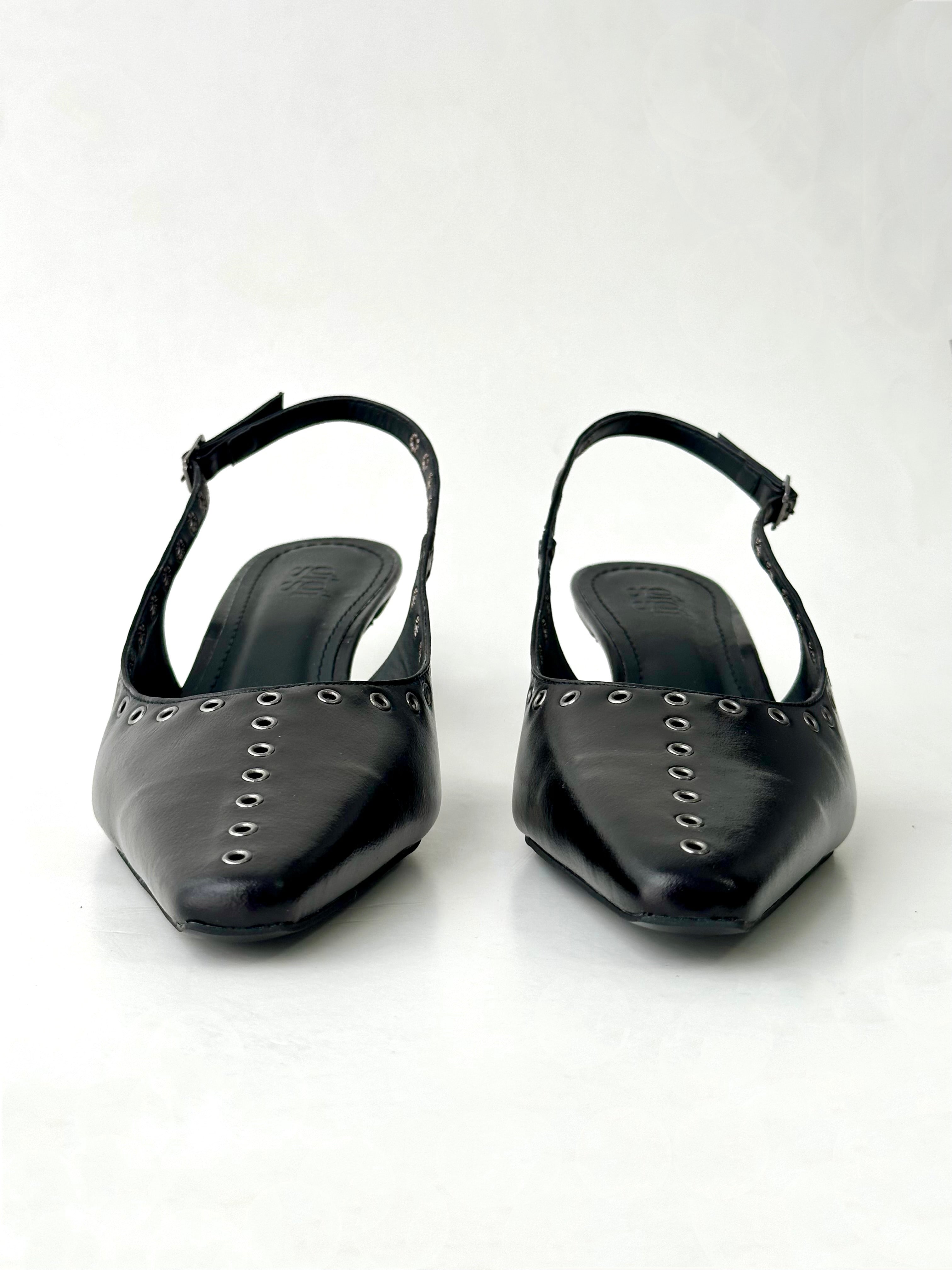 SLINGBACK NARA COURO PRETO