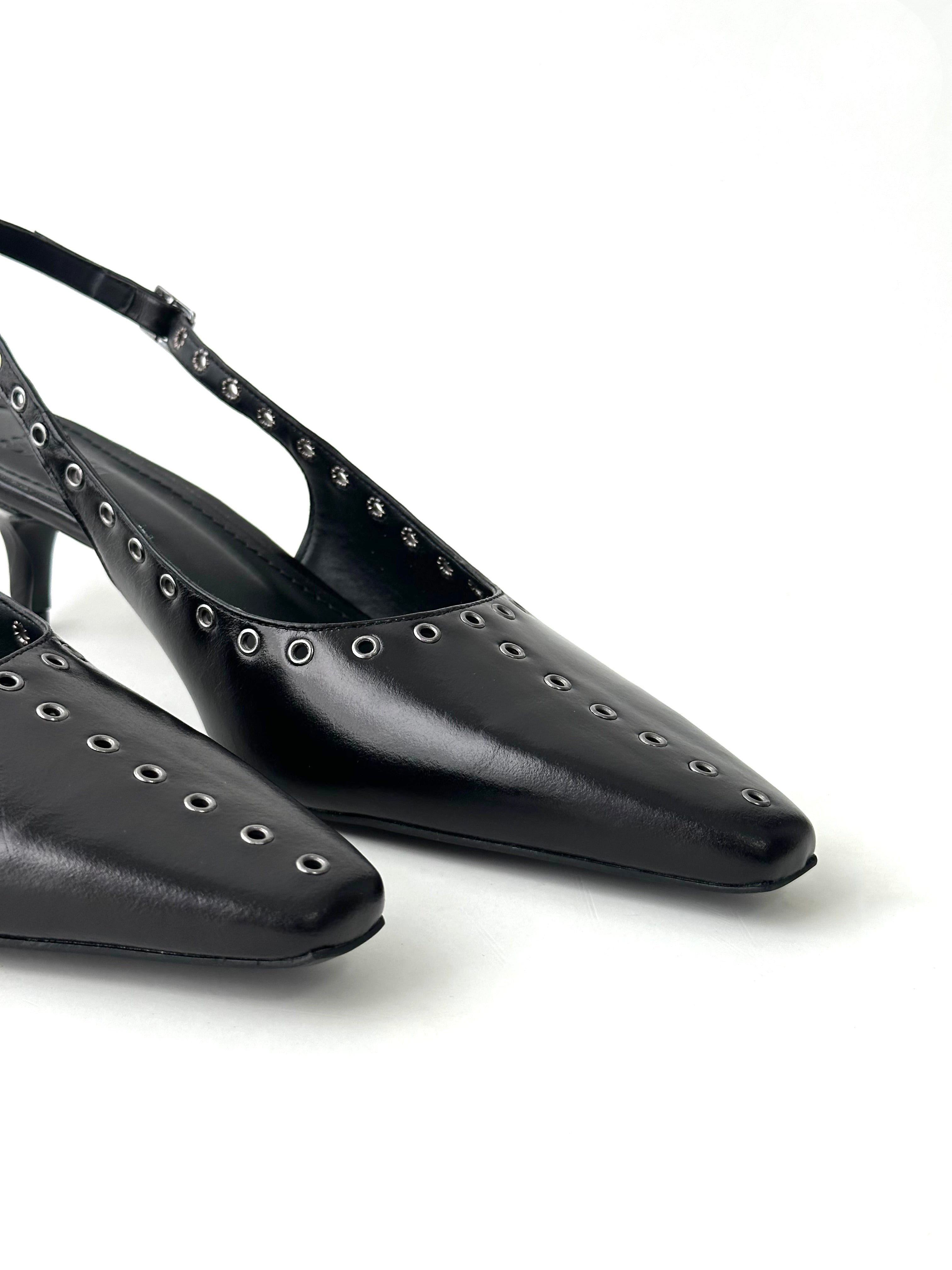 SLINGBACK NARA COURO PRETO