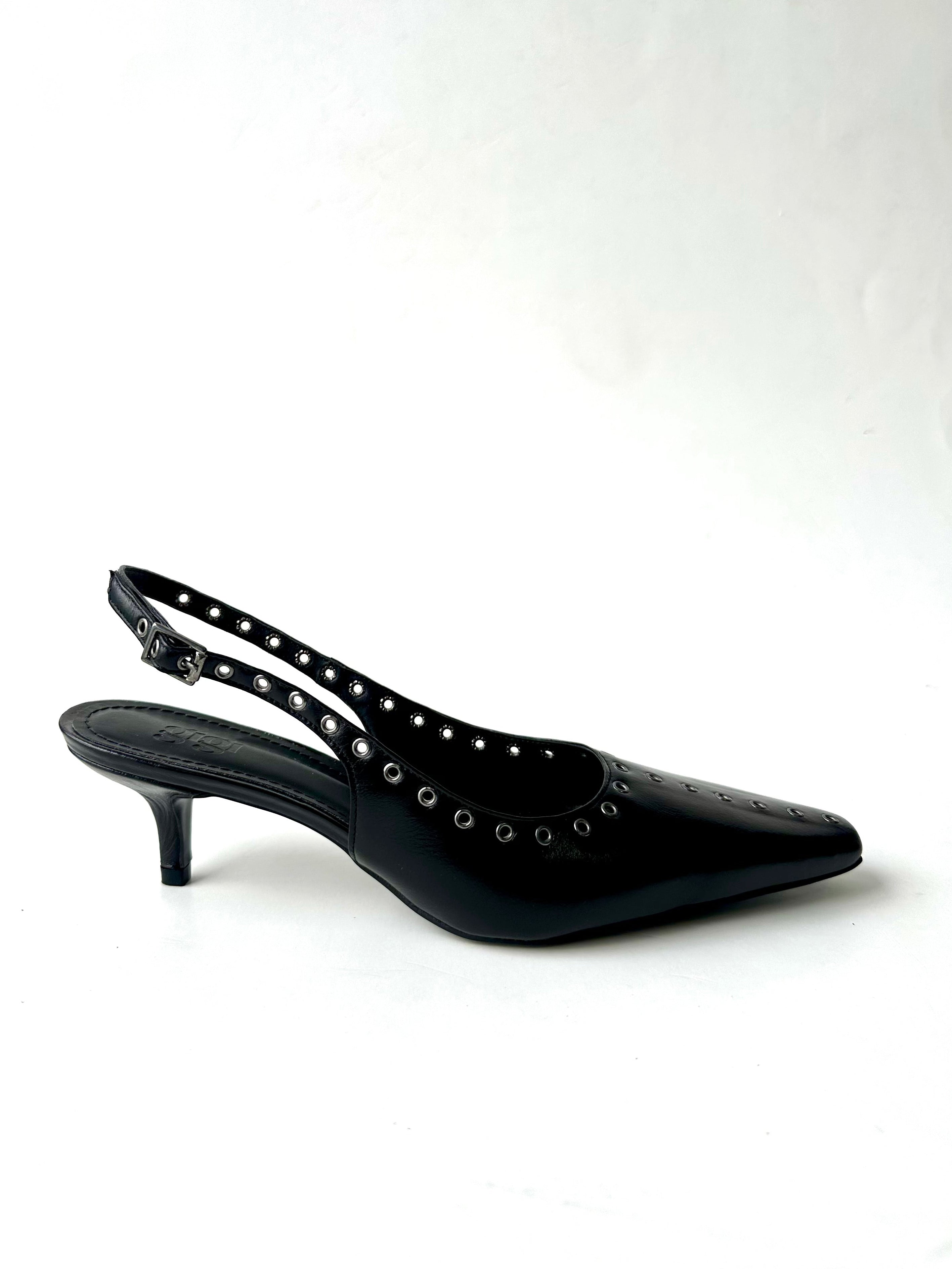SLINGBACK NARA COURO PRETO