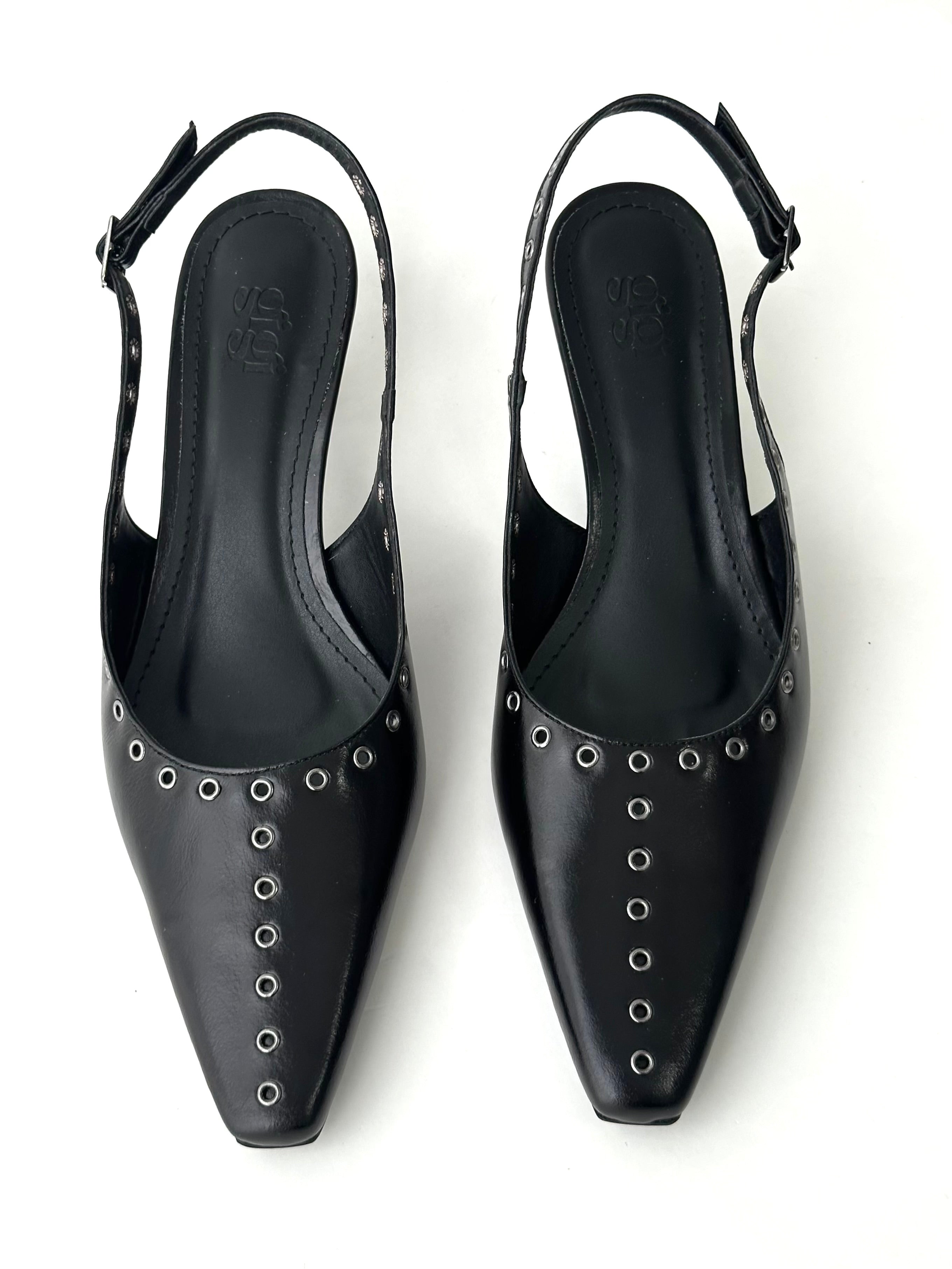 SLINGBACK NARA COURO PRETO