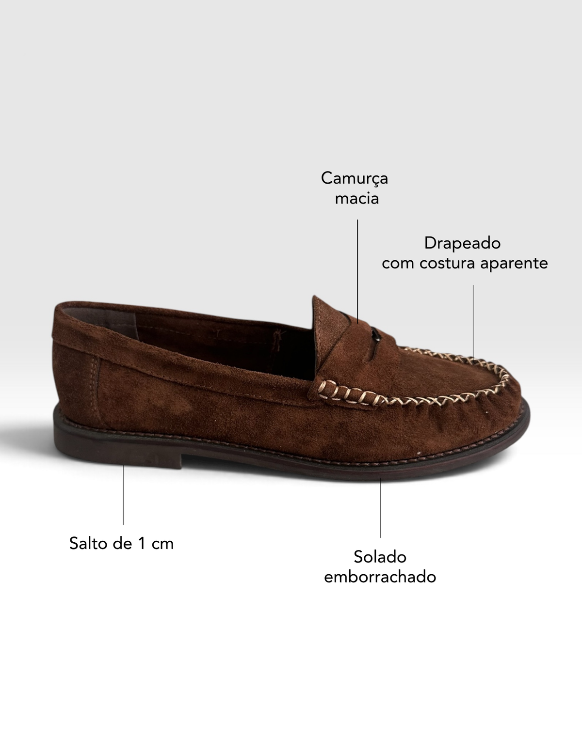 Mocassim Emma Camurça Café