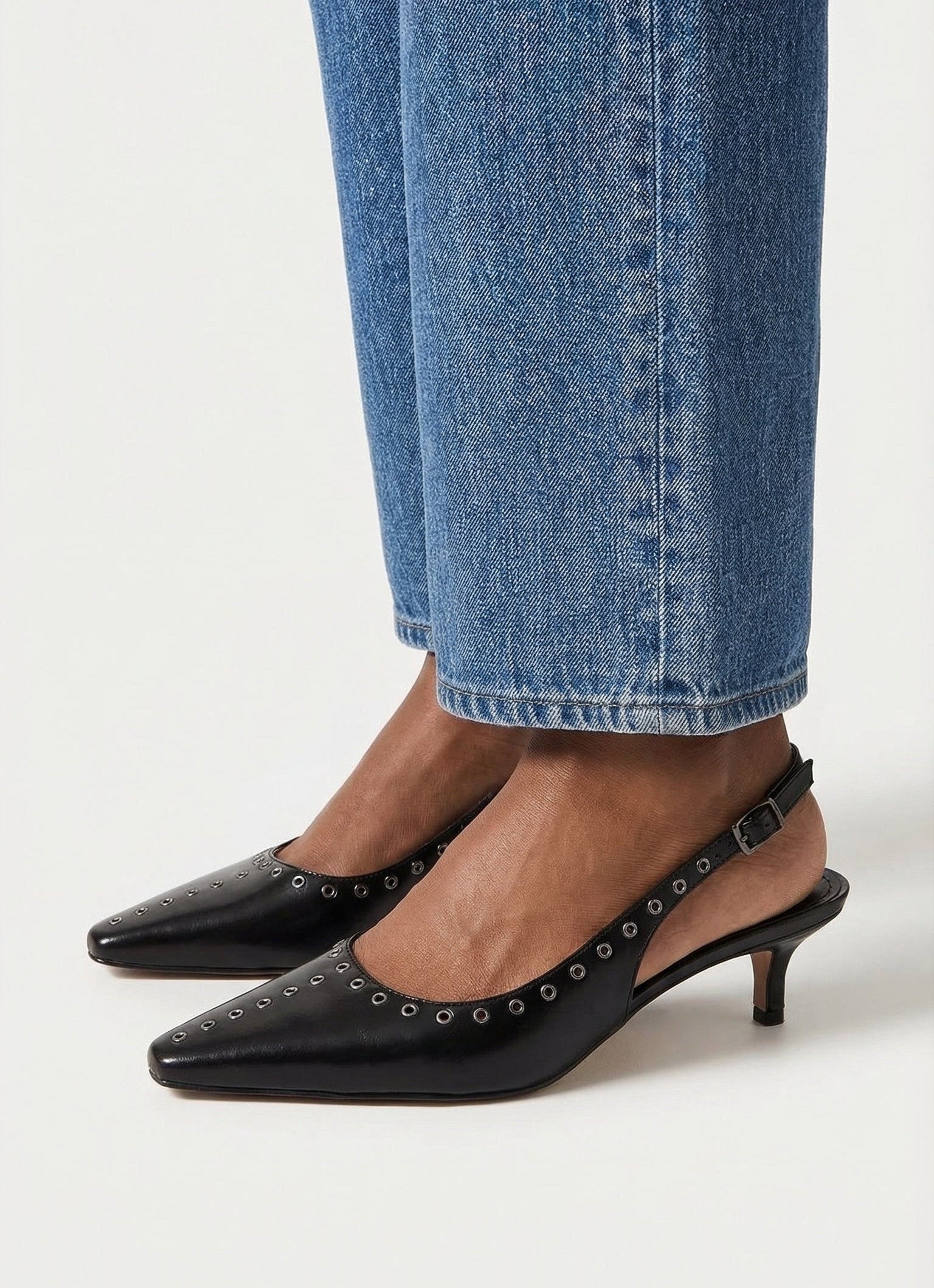 SLINGBACK NARA COURO PRETO